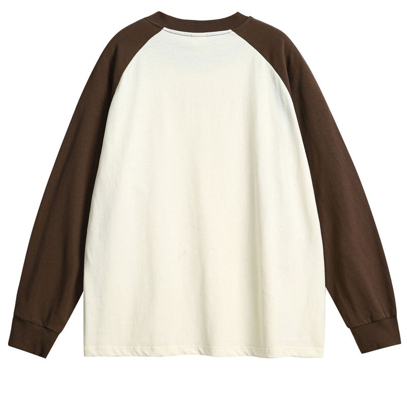 Four-color long-sleeved T-shirt with contrasting colors