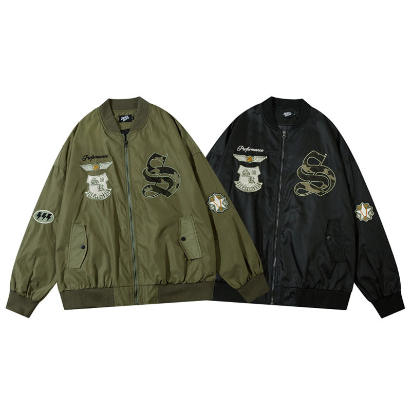 American casual embroidered alphabet flight jacket