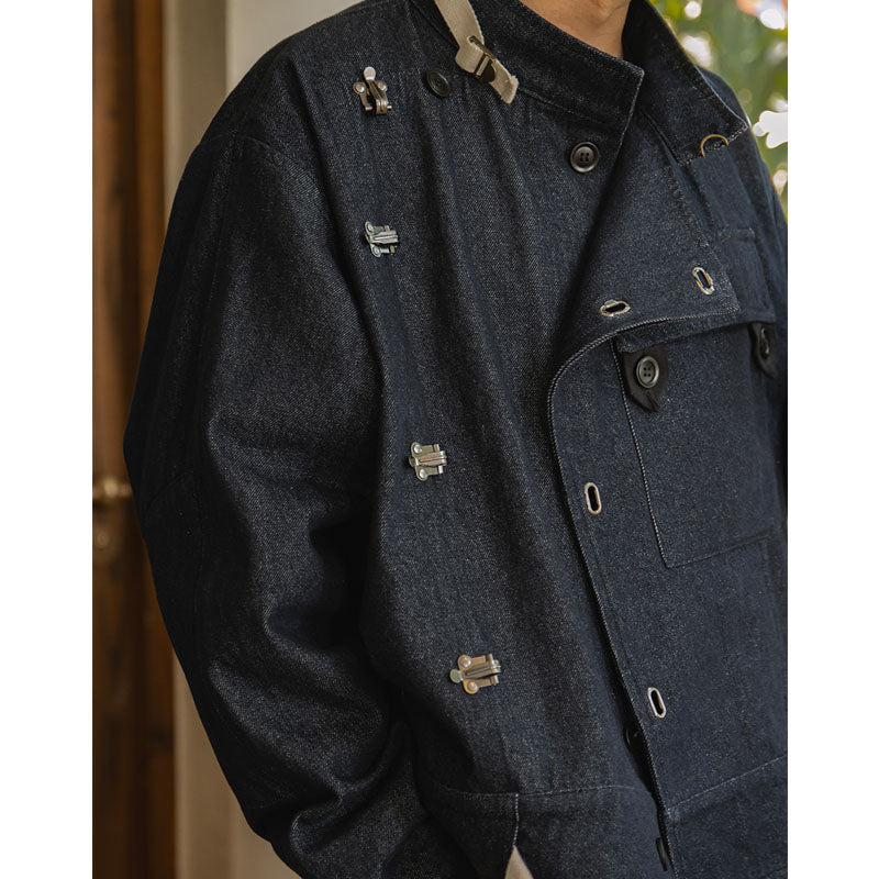13oz Denim Swedish Army Motorcycle Denim Jacket
