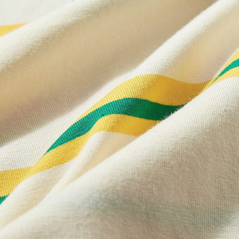 New summer border-switched crew neck T-shirt