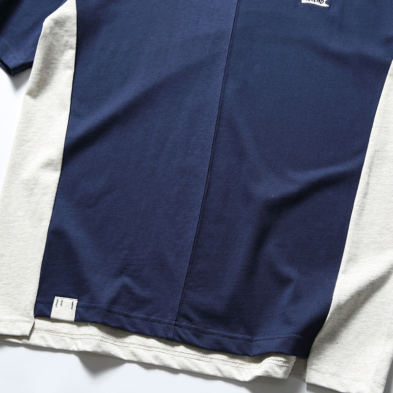 夏新作配色切替半袖Tシャツ