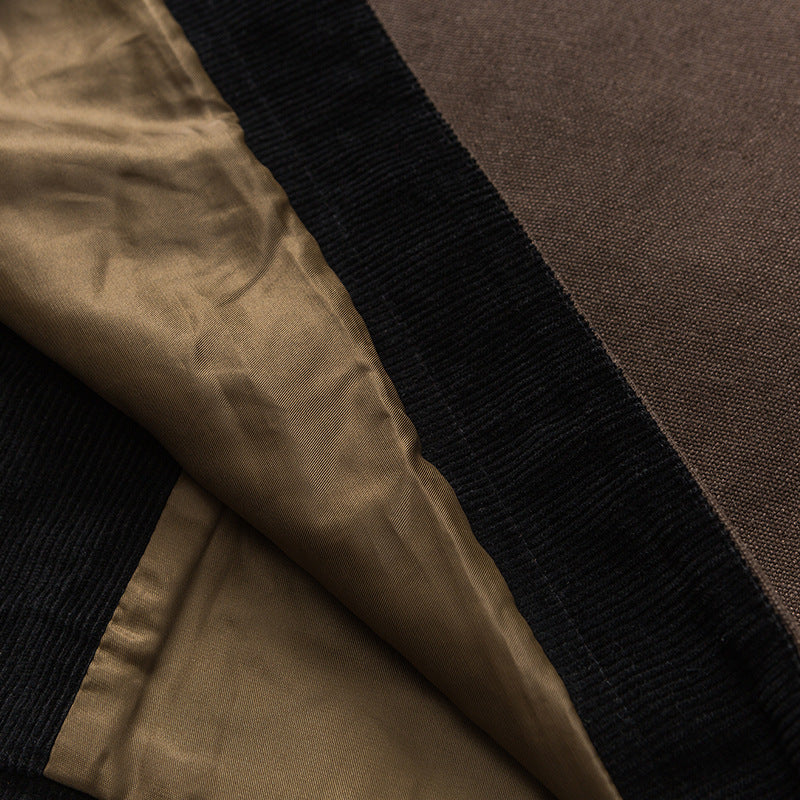 Plain, loose-fitting coat pocket lapel jacket