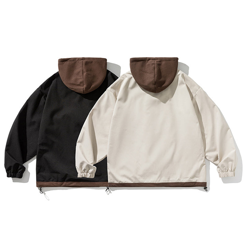 Hooded layered loose casual American casual jacket