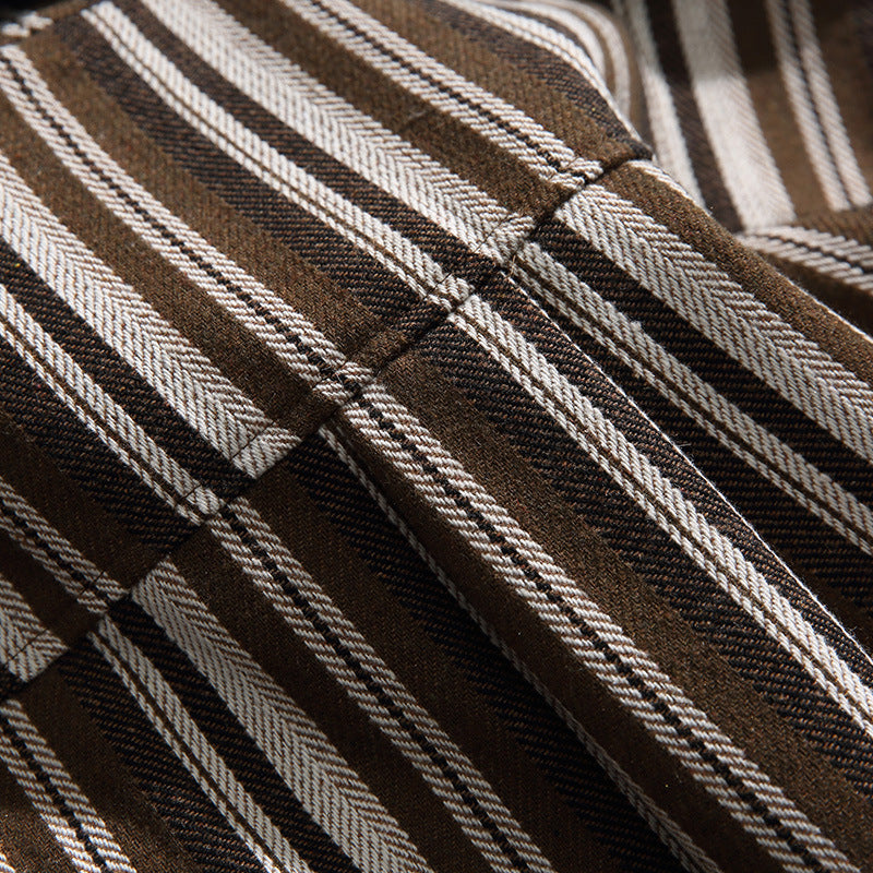 Striped long-sleeved shirt with pocket