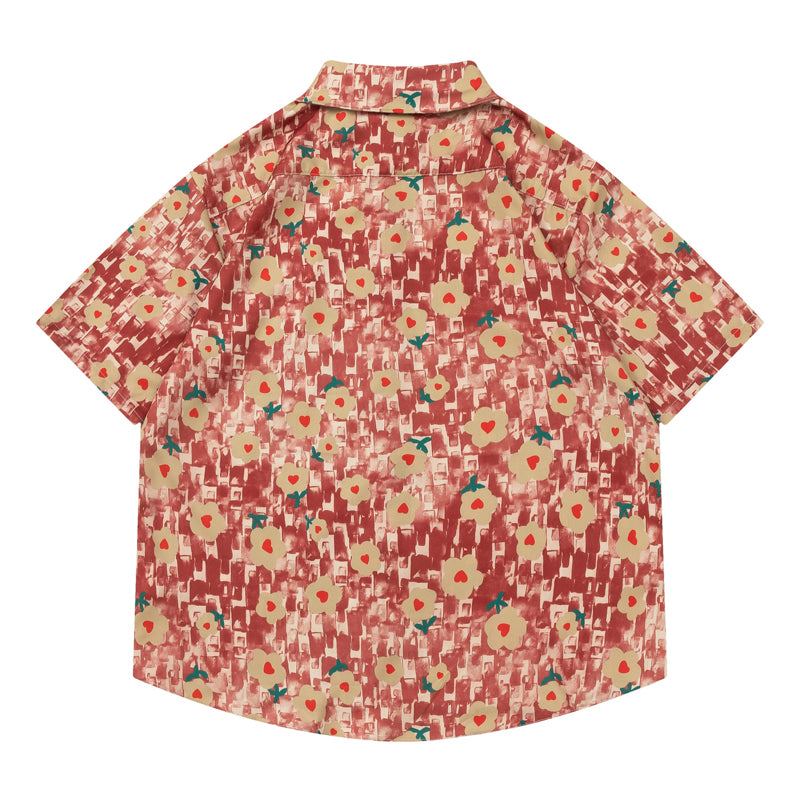 New Summer Floral Print Short Sleeve Shirt