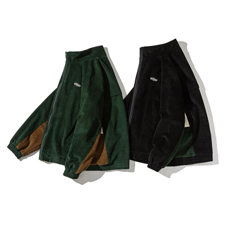 Switch stand collar zipper embroidery loose jacket