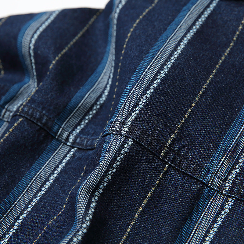 Striped pocket denim shirt