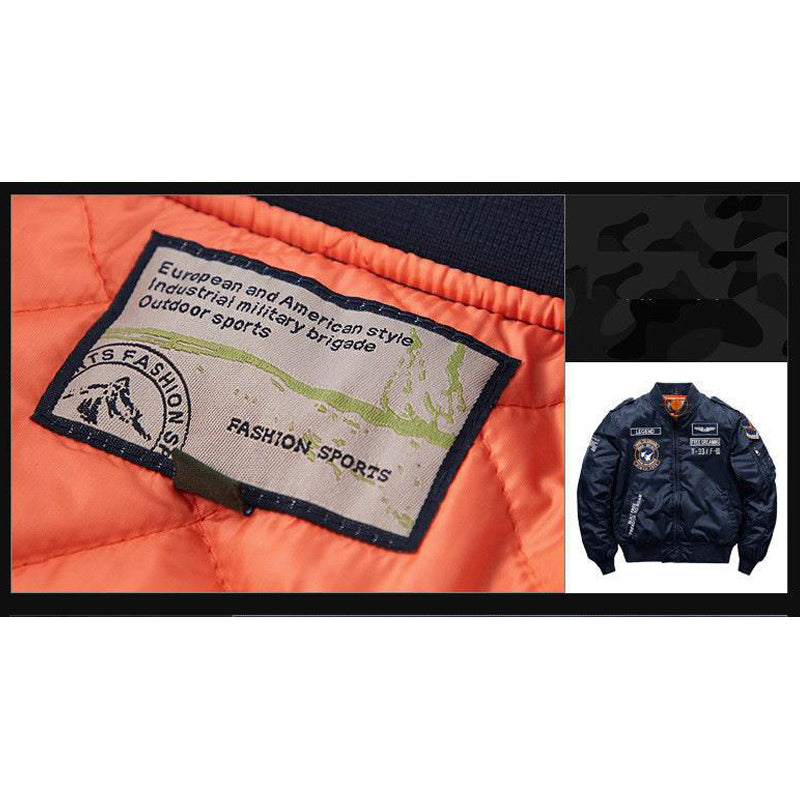 Printed Alphabet Thick Warm Padded Stand Collar Jacket