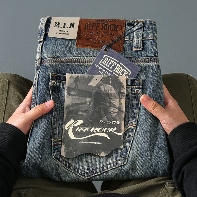 13.5 oz 100% cotton washed old straight jeans