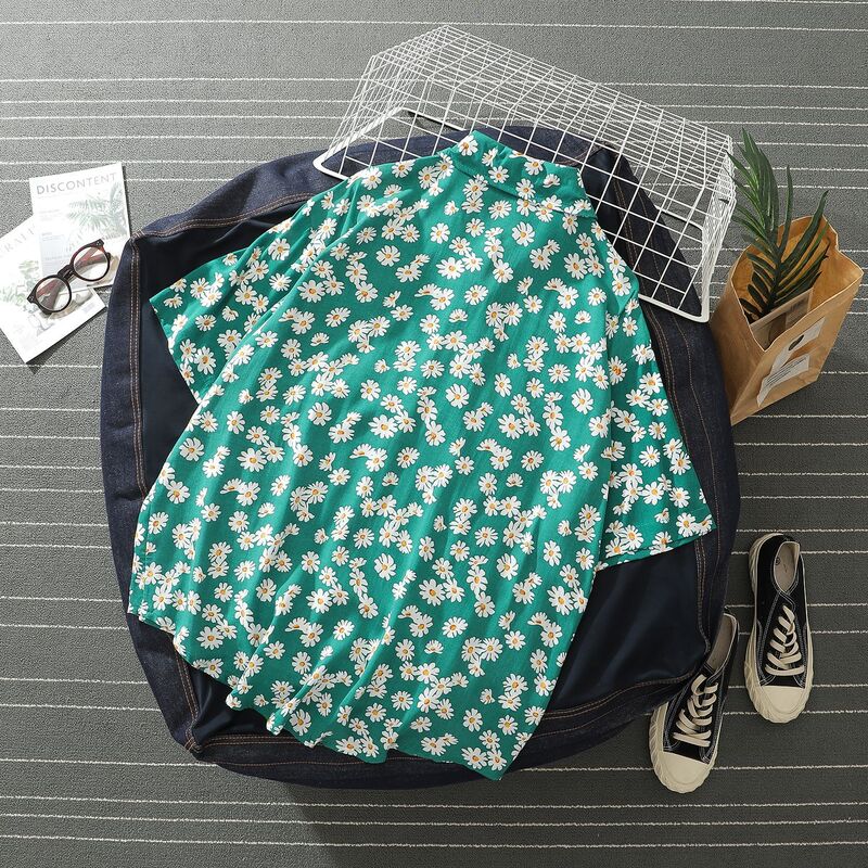 New summer daisy print short sleeve shirt
