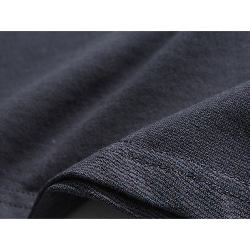 刺繡入り 不規則ステッチコットンTシャツ