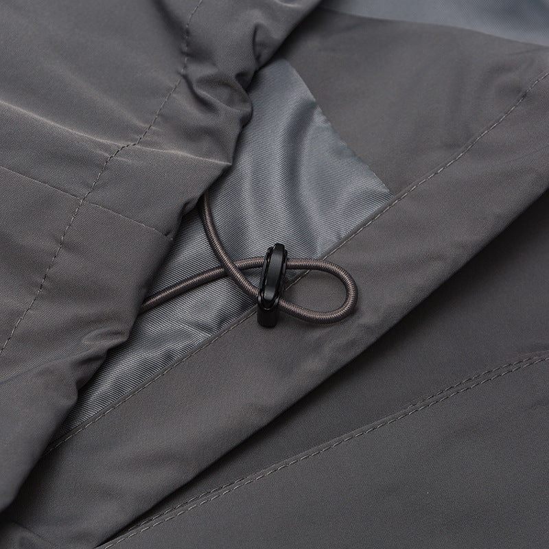 Solid color 3D pocket turn-down collar jacket
