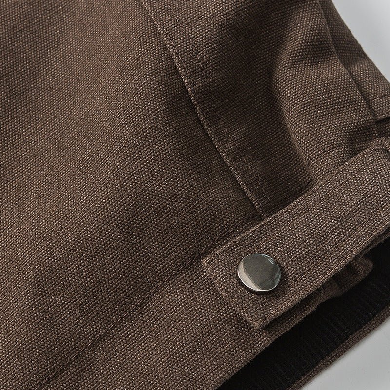 Plain, loose-fitting coat pocket lapel jacket