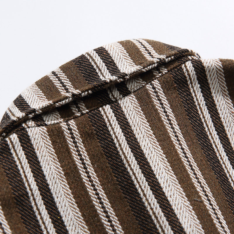 Striped long-sleeved shirt with pocket