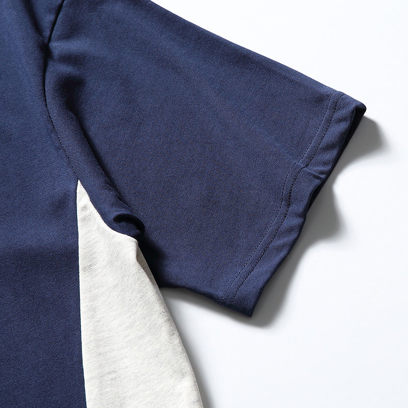 夏新作配色切替半袖Tシャツ