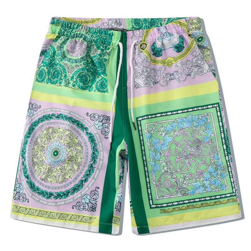 Beach-style short-sleeved shirt + shorts 2-piece set