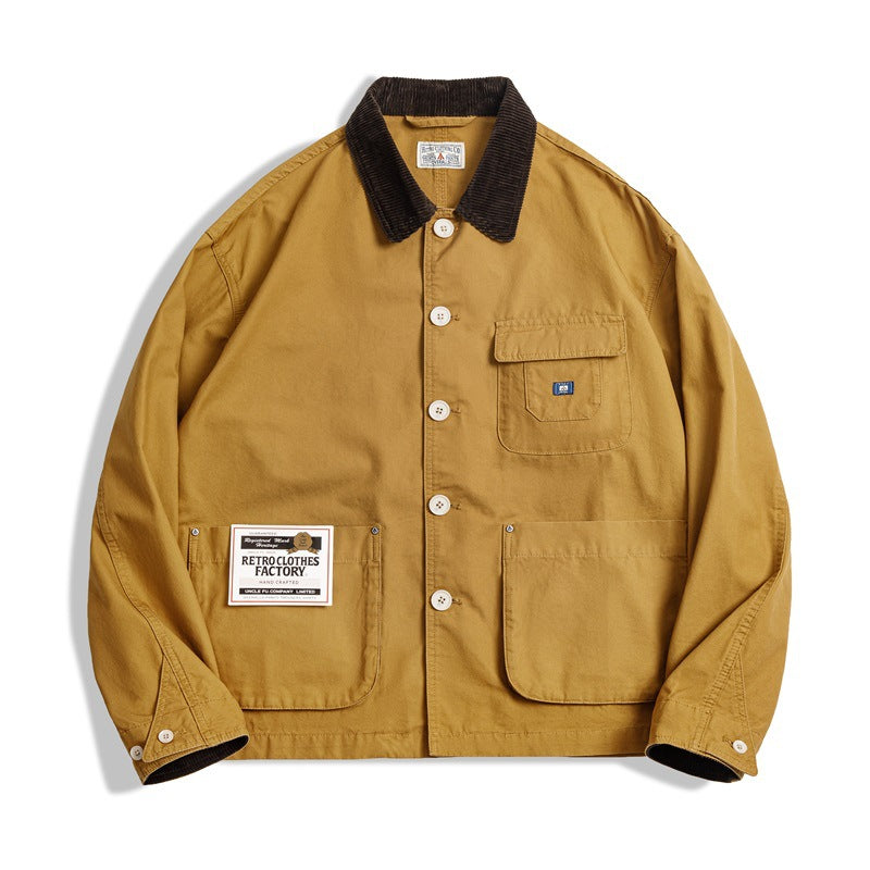 Safari jacket with corduroy collar and cuffs