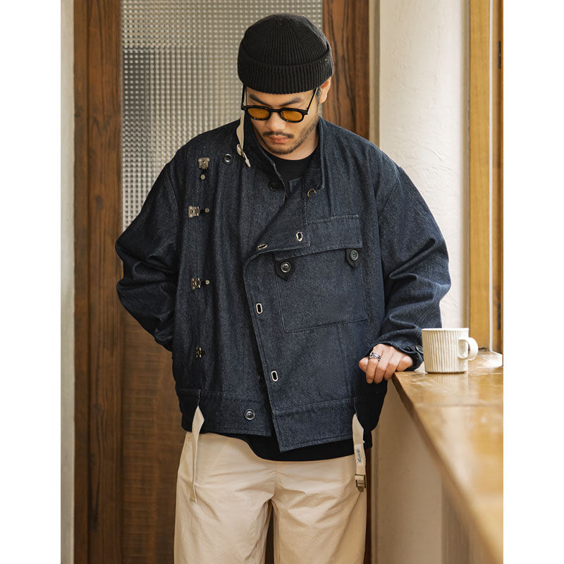 13oz Denim Swedish Army Motorcycle Denim Jacket