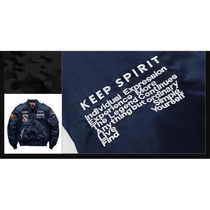 Printed Alphabet Thick Warm Padded Stand Collar Jacket