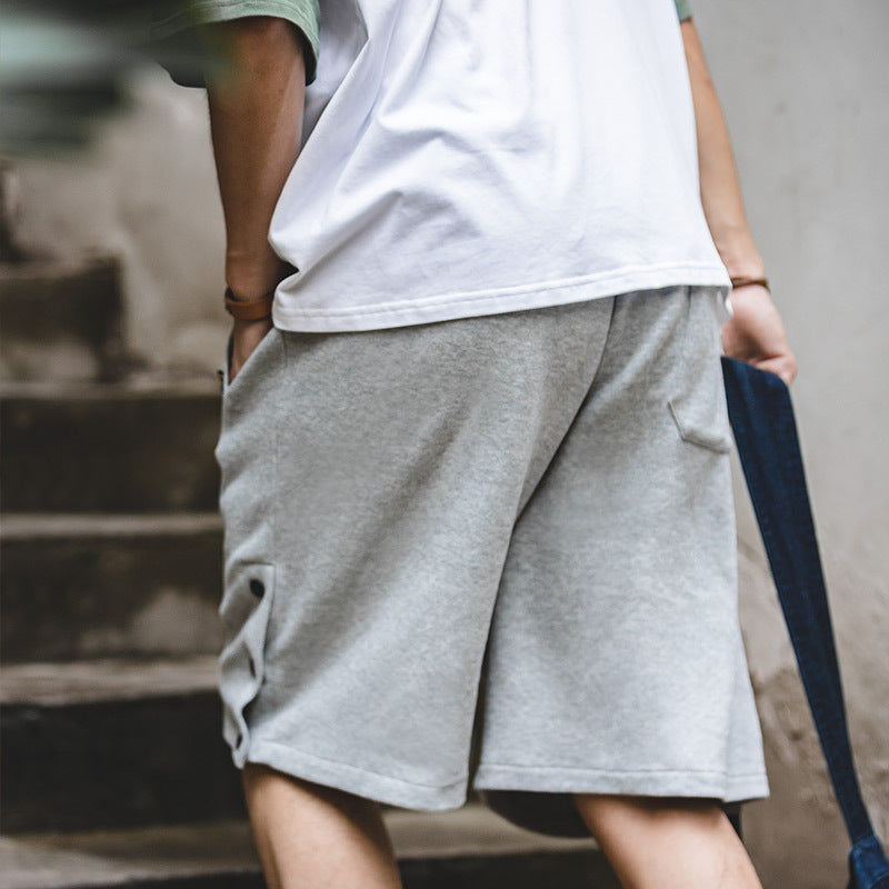 Sweat-style knit shorts (with snap buttons on both sides)