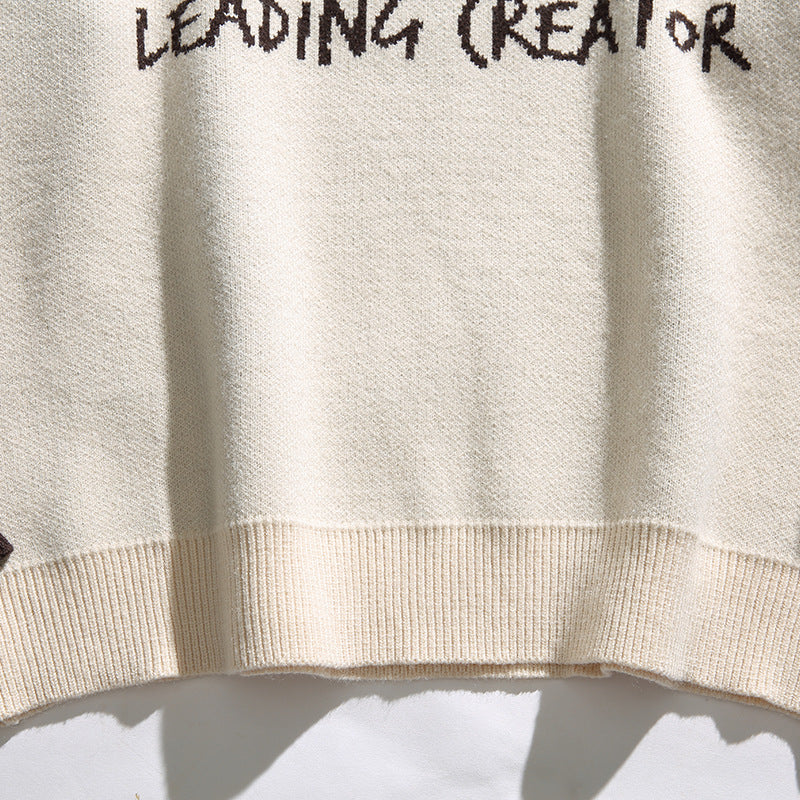 「Leading Creator」シリーズ ジャガード織ラグラン配色ニットセーター