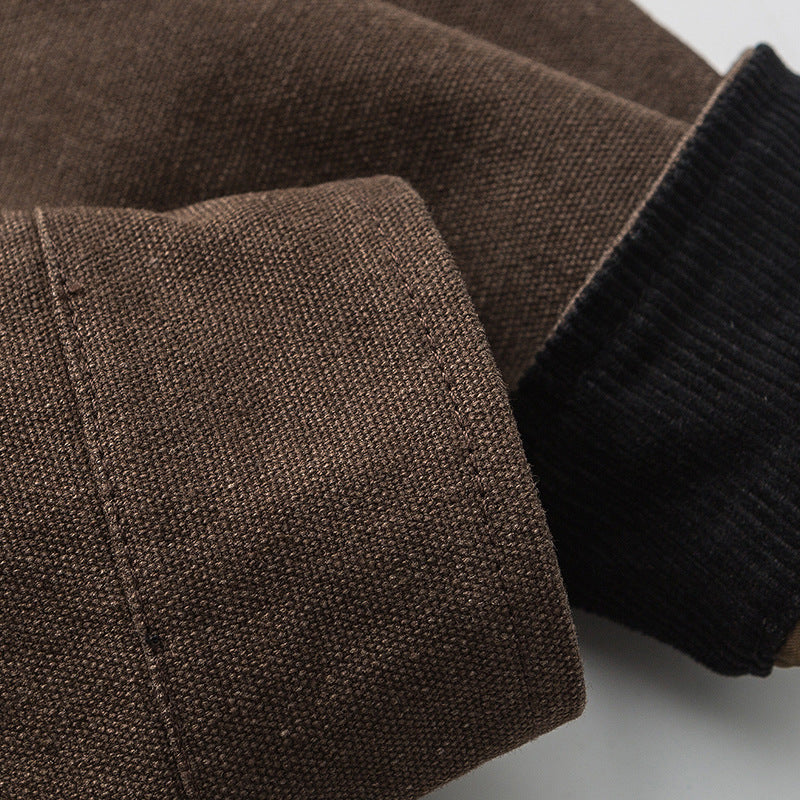 Plain, loose-fitting coat pocket lapel jacket