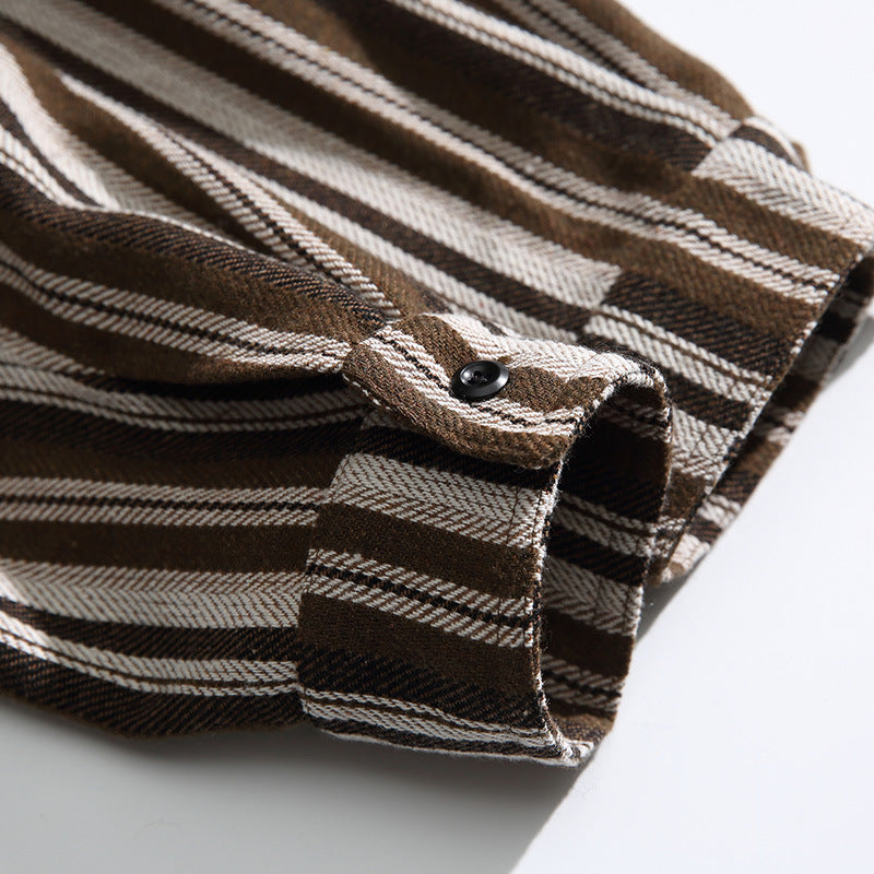 Striped long-sleeved shirt with pocket