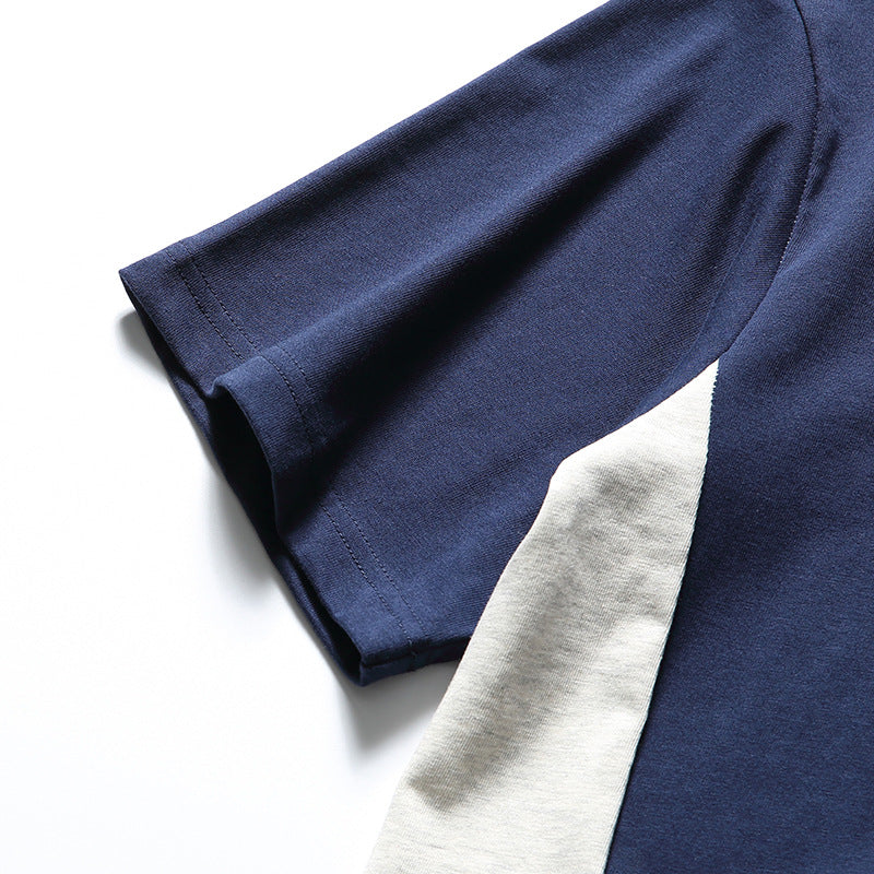 夏新作配色切替半袖Tシャツ