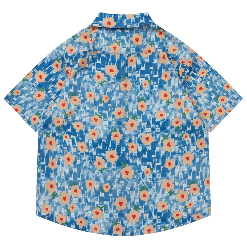 New Summer Floral Print Short Sleeve Shirt