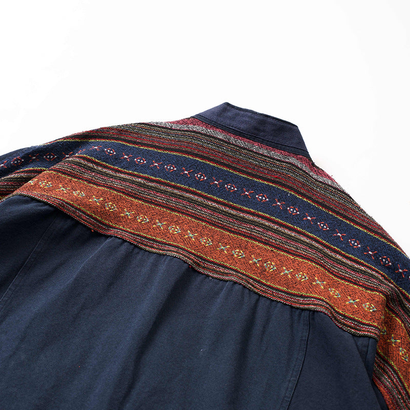 Sanjuro Kimono Jacket, Ethnic-style Classic Color-block Jacket