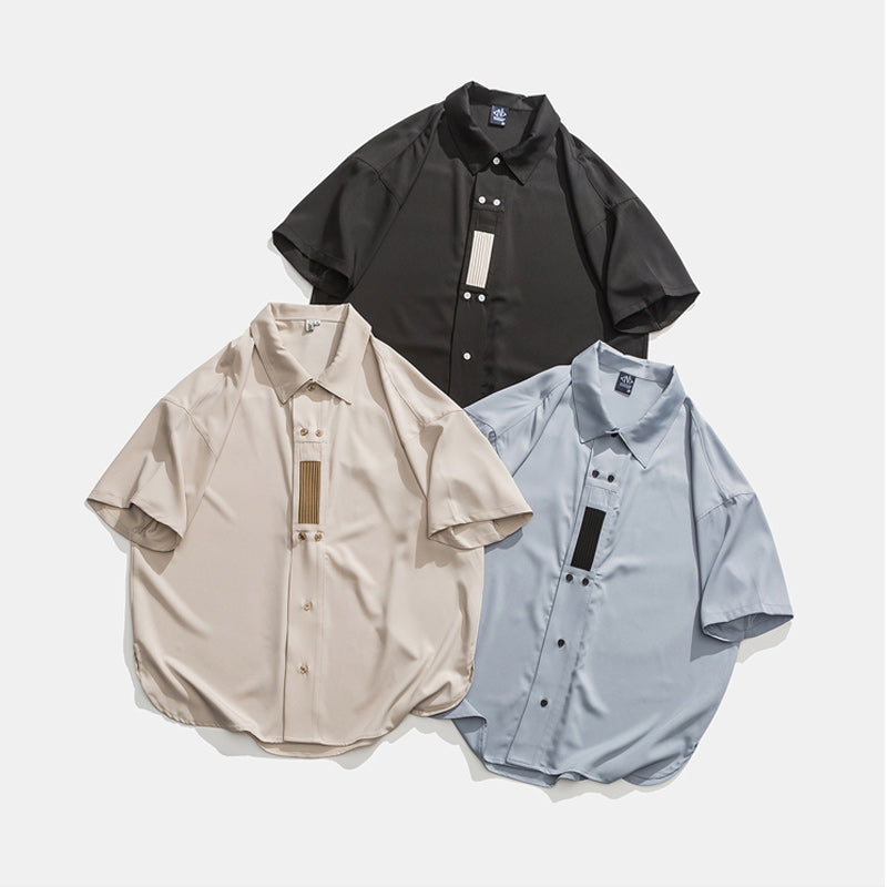 Double-button short-sleeved work shirt, available in 3 colors
