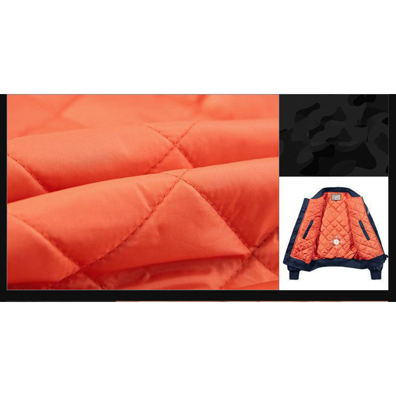 Printed Alphabet Thick Warm Padded Stand Collar Jacket