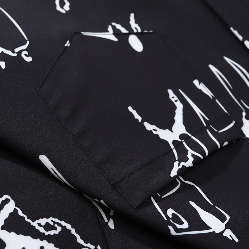 Classic black printed long-sleeved shirt