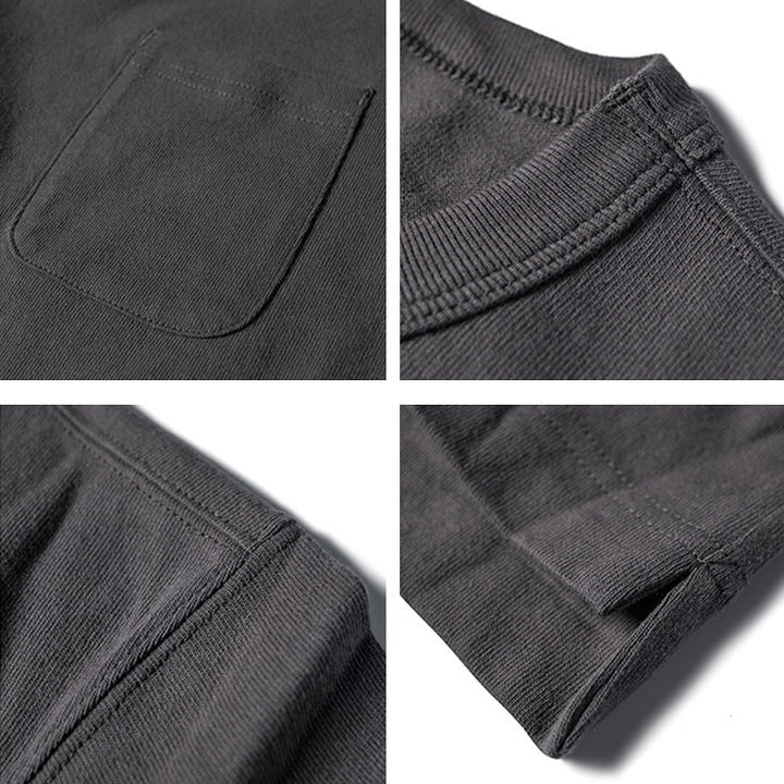 Plain roving cotton pocket tee in 4 colors