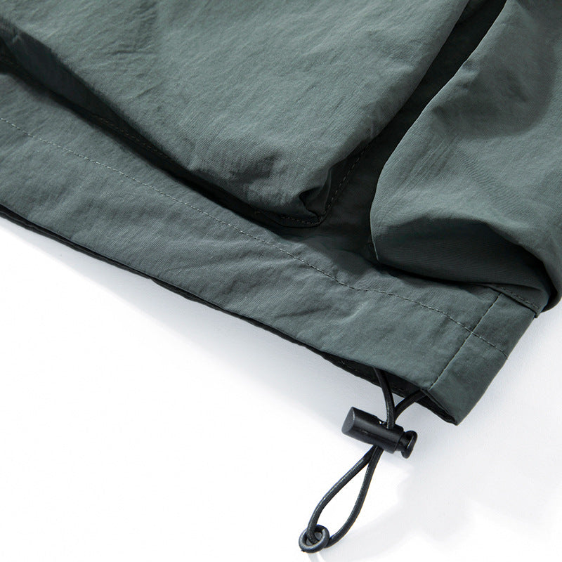 Solid color 3D multi-pocket hoodie cargo coat jacket