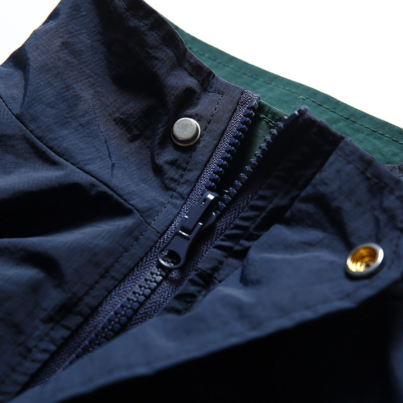2-in-1 multi-pocket stand-collar work jacket