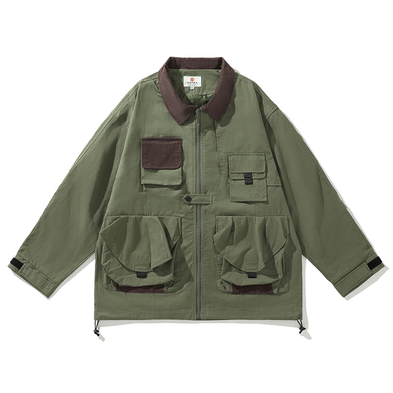 Corduroy jacket with multi-pockets