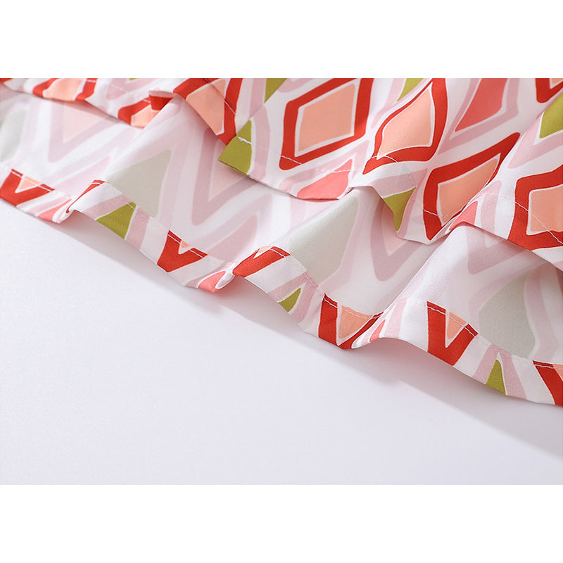 Cuban color geometric pattern aloha shirt