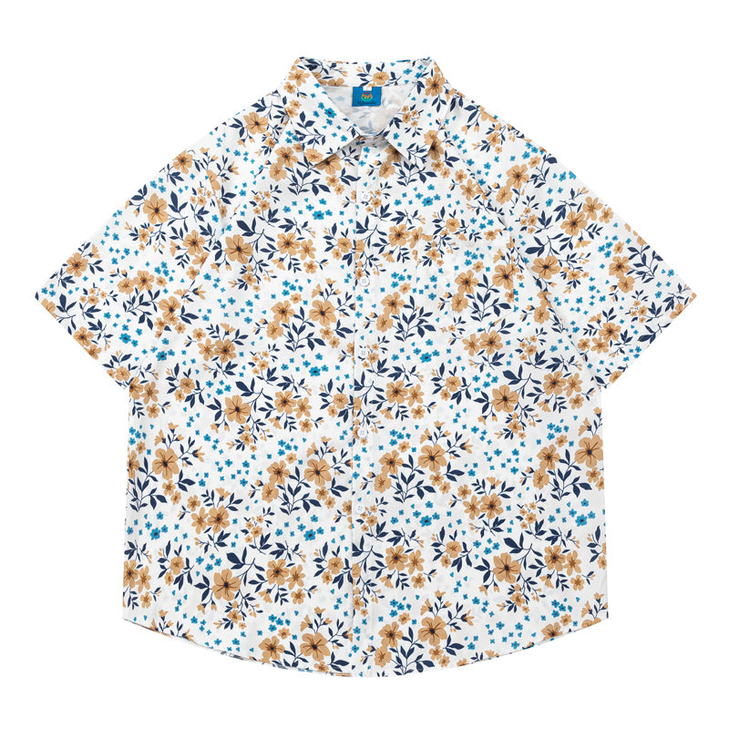 Fresh floral print short sleeve shirt
