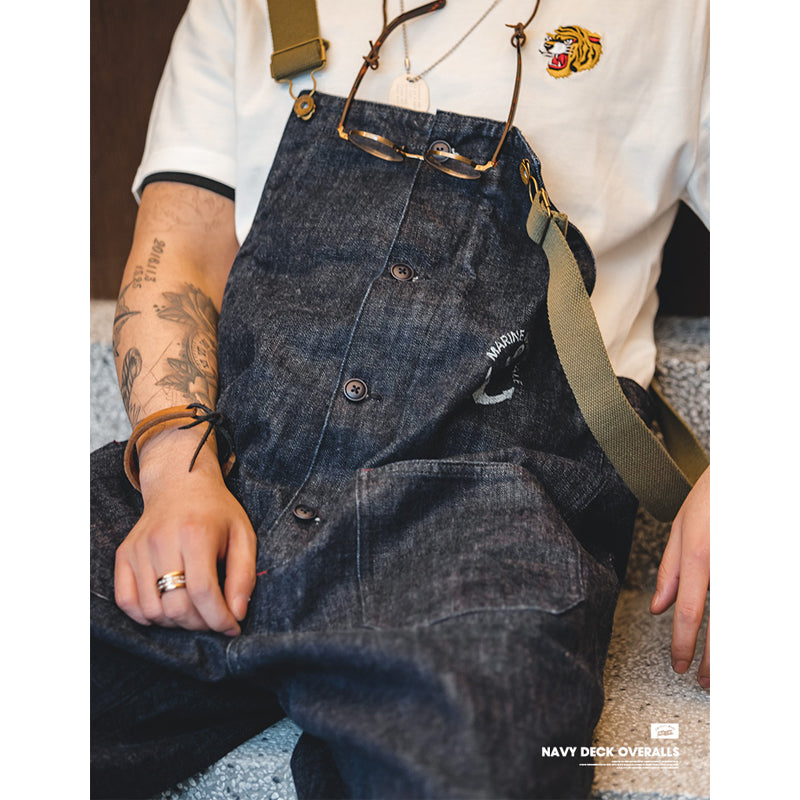 American Retro Navy Deck Overalls Denim