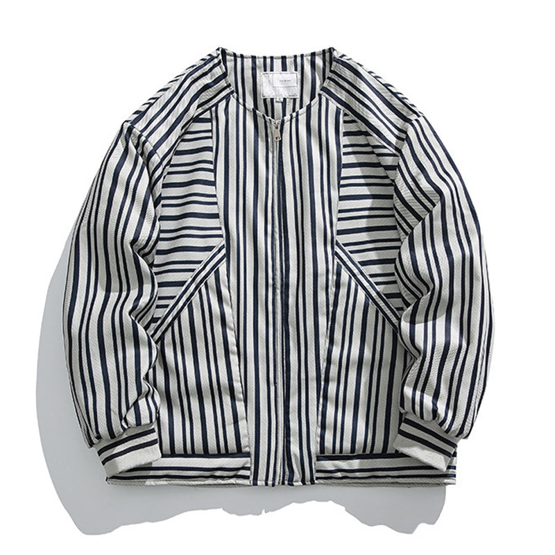 Loose-fitting padded jacket with contrasting borders and stripes