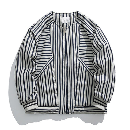Loose-fitting padded jacket with contrasting borders and stripes