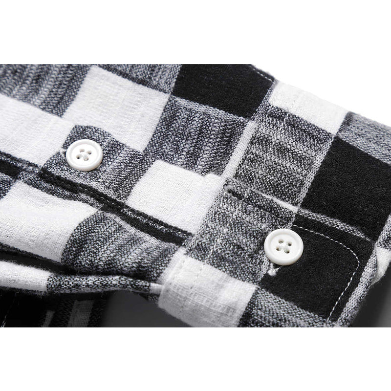 Classic check pattern pocket long sleeve shirt