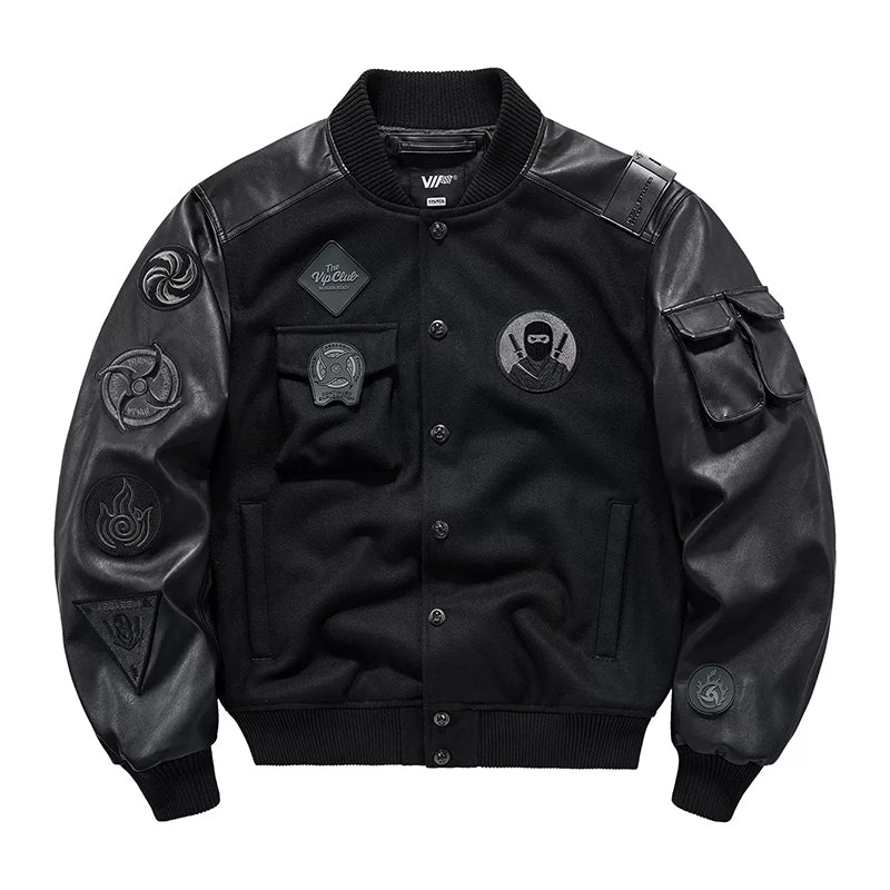 "Ninja darts" pattern embroidery Wool blend function award jacket