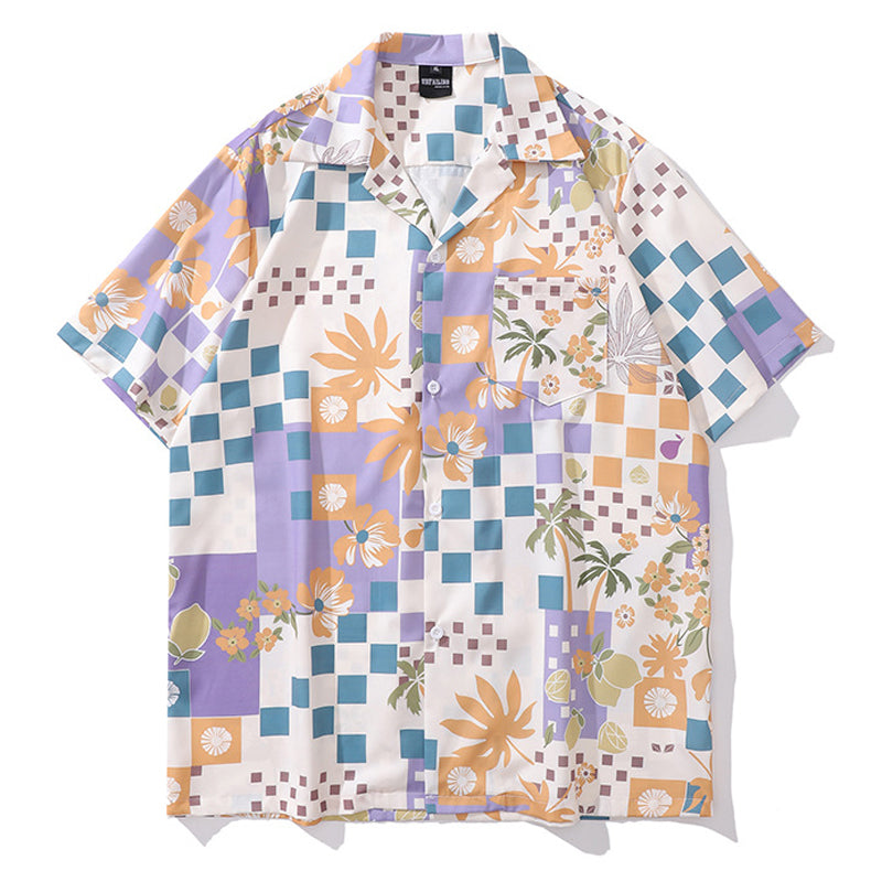 New summer geometric print short sleeve shirt