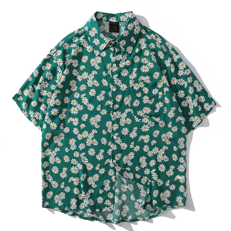 New summer daisy print short sleeve shirt
