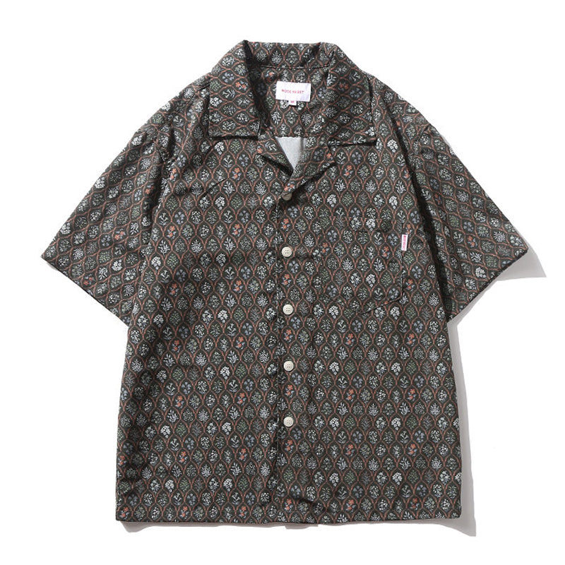 "Honsho Zufu" Plant Print Cuban Shirt