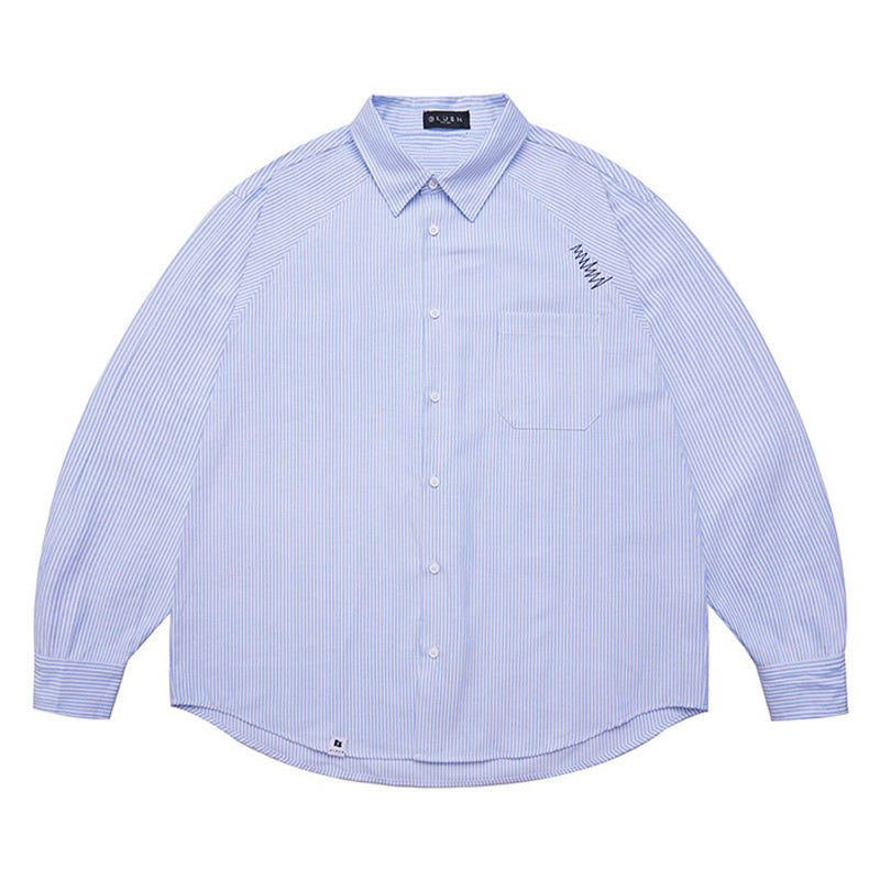 Classic blue striped long-sleeved work shirt