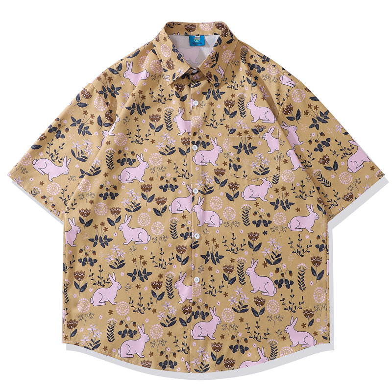 New for summer: rabbit print short-sleeved shirt