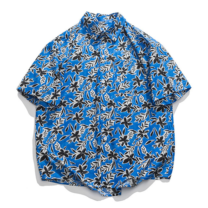 Hawaiian floral print aloha shirt